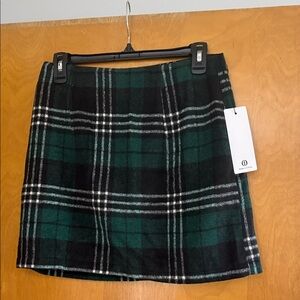 Green Plaid Mini Skirt - Women